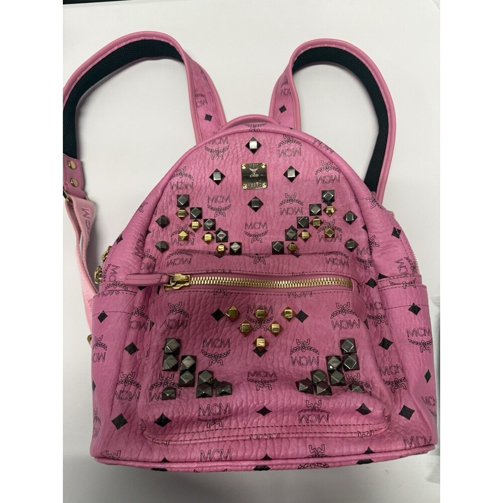 MCM Visetos Studded Small Stark M Backpack Pink w/ COA Y5382